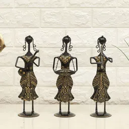vedas Mystical Indian Black & Beige 3 Pieces PrintedF-Eiko Musician Dolls Showpiece-image-47