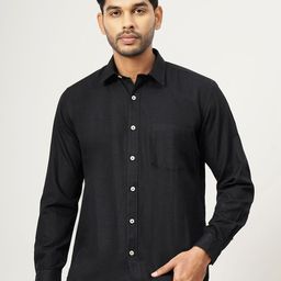 JADE BLUE Men Cutaway Collar Solid Cotton Tailored Fit Casual Shirt-image-38