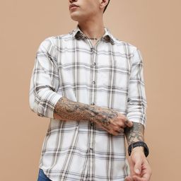 Fame Forever by Lifestyle Men Windowpane Checked Spread Collar Casual Shirt-picture-0