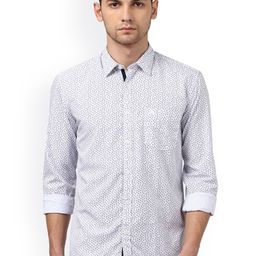 Parx Men Blue & White Slim Fit Printed Casual Shirt-image-6