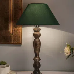 Homesake Brown Eureka Polka Wood Table Lamp with Green Shade (Bulb Included) - Set of 1-12
