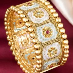 Peora Gold Plated Meenakari Thick Single Piece Openable Kadaa Bangle-image-74