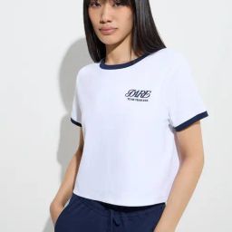 Studiofit by Westside White Text Design Cotton-Blend T-Shirt-image-44