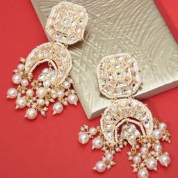 Zaveri Pearls Gold Tone Kundan & Pearls Bridal Collection Dangler Earrings - ZPFK10096-36