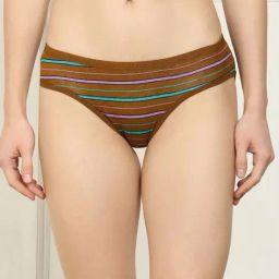 AROUSY Brown Cotton Striped Hipster Panty-image-0