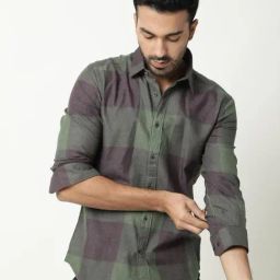 Rare Rabbit Green Cotton Regular Fit Checked Shirt-image-70