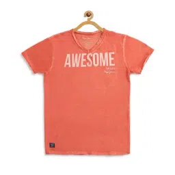 Pepe Jeans Kids Printed Orange T-Shirt-image-72