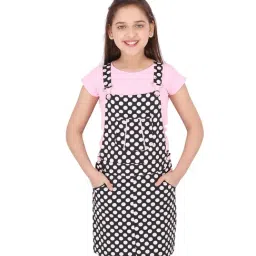 Cutecumber Kids Pink & Black Printed Top with Dungaree-picture-26