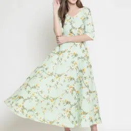 Sera Green Printed Dress-image-44