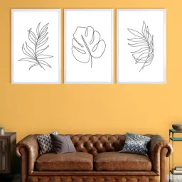 999store White & Black Leaves Pattern Wall Painting-43