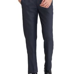 Park Avenue Blue Regular Fit Texture Trousers-image-73