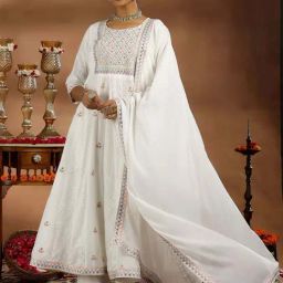 Libas White Cotton Embroidered Kurta Pant Set With Dupatta-image-19