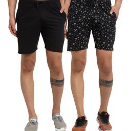 Vimal Jonney Black Regular Fit Printed Shorts - Pack of 2-image-23