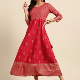 Gerua Pink & Golden Printed Maxi Dress-image-90