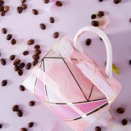 Gibox Pink Ceramic Ceramic Cups And Saucers-image-65
