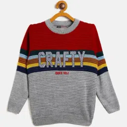 Duke Kids Red & Grey Printed Full Sleeves Sweater-16