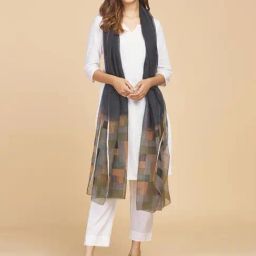 Fabindia Black Cotton Plain Dupatta-image-43