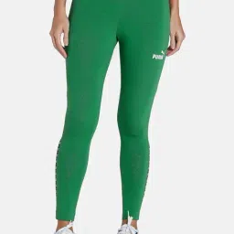 Puma Green Logo Print Mid Rise Tights-image-43