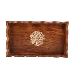VarEesha Gul Brown Sheesham Wood Rectangular Tray image 3