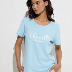 Wunderlove by Westside Light Blue Text Design Cotton T-Shirt-image-32