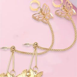 OOMPH Gold Tone Butterfly Pair of Fashion Ear Cuff - Set of 2-image-26