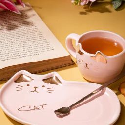 Gibox Pink Ceramic Ceramic Cups And Saucers 200 ML-image-67