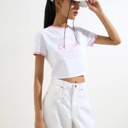 Nuon by Westside White Text Design Cotton-Blend T-Shirt-image-73