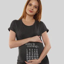 SillyBoom Women Charcoal Printed T-shirt-image-82
