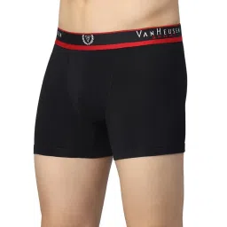 Van Heusen Sport Regular Fit Jaspe Textured Double Layer Gusset Solid Trunks - Pure Black image 3