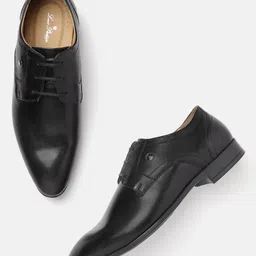 Louis Philippe Men Black Perforated Leather Formal Derbys-image-39