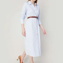 Code by Lifestyle Blue Cotton Striped Shirt Dress-image-47
