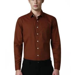 Louis Philippe Brown Cotton Slim Fit Printed Shirt-picture-36