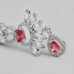 MANSIYAORANGE Silver-Plated Ruby & CZ Studded Jewellery Set image 2