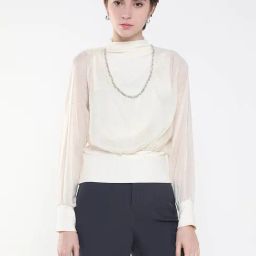 SHOWOFF Cream Embellished Top-image-56
