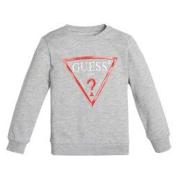 Guess Kids Light Heather Grey Triangle Logo Regular Fit Sweatshirt-image-41