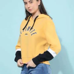 Crimsoune Club Yellow Printed Hooded Sweatshirt-15