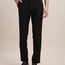 Turtle Black Slim Fit Chequered Trousers-image-103