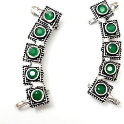 Yash Jewels Emporiums Silver-Plated Artificial Stones Studded Square Oxidized Ear Cuff-78