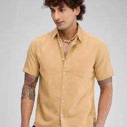 Vastrado Khaki Cotton Relaxed Fit Shirt-picture-10