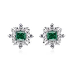 crash.club by CKC Sterling Silver Princess Cut Green Gem and Cubic Zirconia Earstuds-image-21