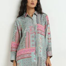 Vark by Westside Pink Botanical Printed Tunic with Pants Set-image-47