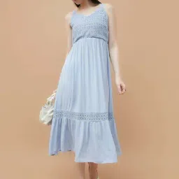 Fame Forever By Lifestyle Blue Regular Fit Self Pattern Dress-picture-38