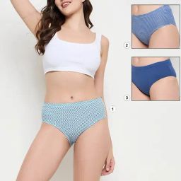 Clovia Multi Pack Of 3 100% Cotton Medium Waist Inner Elastic Hipster Panty-picture-13