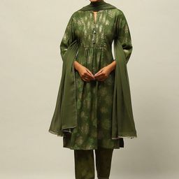 Rangriti Floral Printed Gathered Straight Kurta With Salwar & Dupatta-picture-23