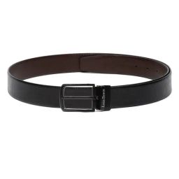 Louis Stitch Black Textured Leather Reversible Belt for Men-picture-31