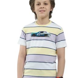 Monte Carlo Boys Grey & Yellow Striped T-Shirt-image-53