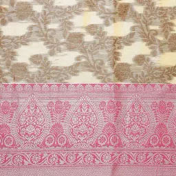 Blissta Beige & Pink Woven Saree With Unstitched Blouse image 5