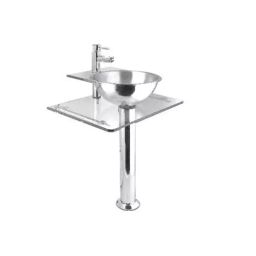 Jayna Pelican 410x370 mm Matt Finish Stainless Steel Wash Basin with Glass Counter & Pedestal Stand, RBGS 02-image-67