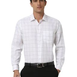 Van Heusen White Cotton Regular Fit Checks Shirt-image-83