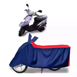 Auto Pearl Two Wheeler Cover with Bag for TVS Teenz, Red & Blue-image-50